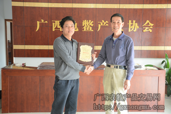 名誉会长张秋明给尹炳坤会长颁发会长牌匾